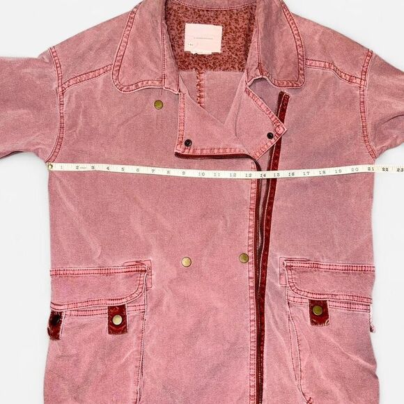 Anthropologie Pink Mauve "Letty Relaxed Moto Parka" Lightweight Utility Jacket - Picture 9 of 10